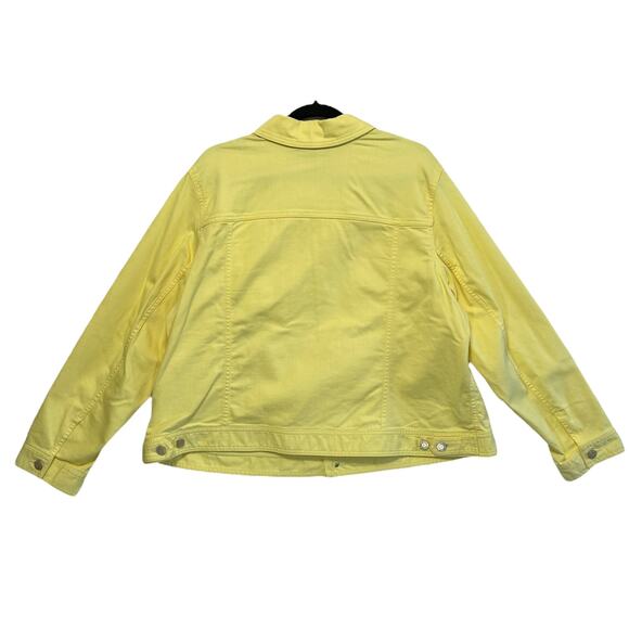 Talbots Button Front Jean Jacket NWT Women's Sz 2X Citrus Honey Yellow Bright - Picture 2 of 7